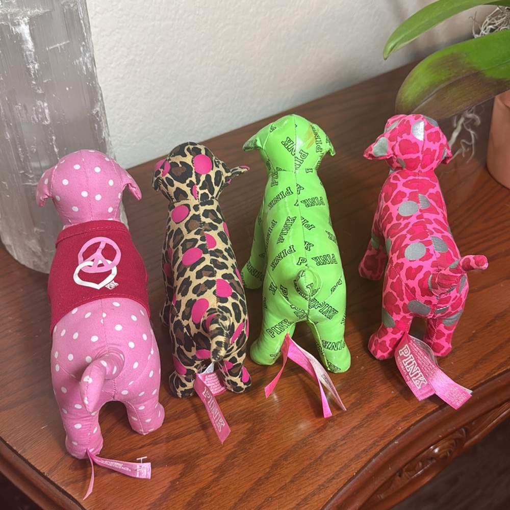 Lot of 4 Victoria's Secret PINK Mini Plush Dog Collection.